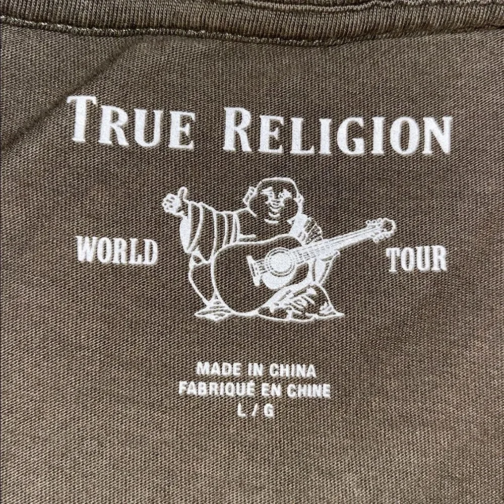 True Religion Brand Denim soft cotton Olive Green summer short sleeve t shirt L